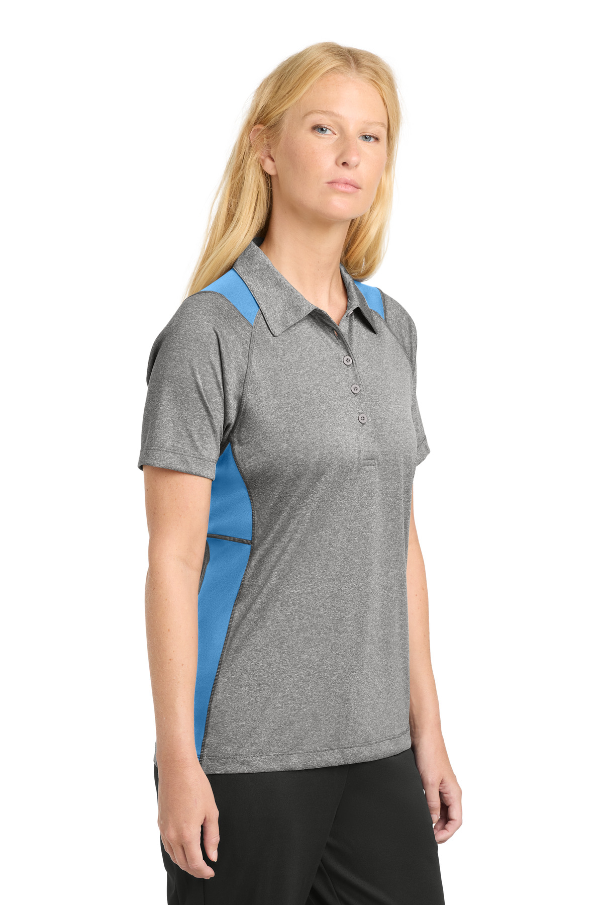 Sport-Tek Women's Heather Colorblock Contender Polo. LST665 46