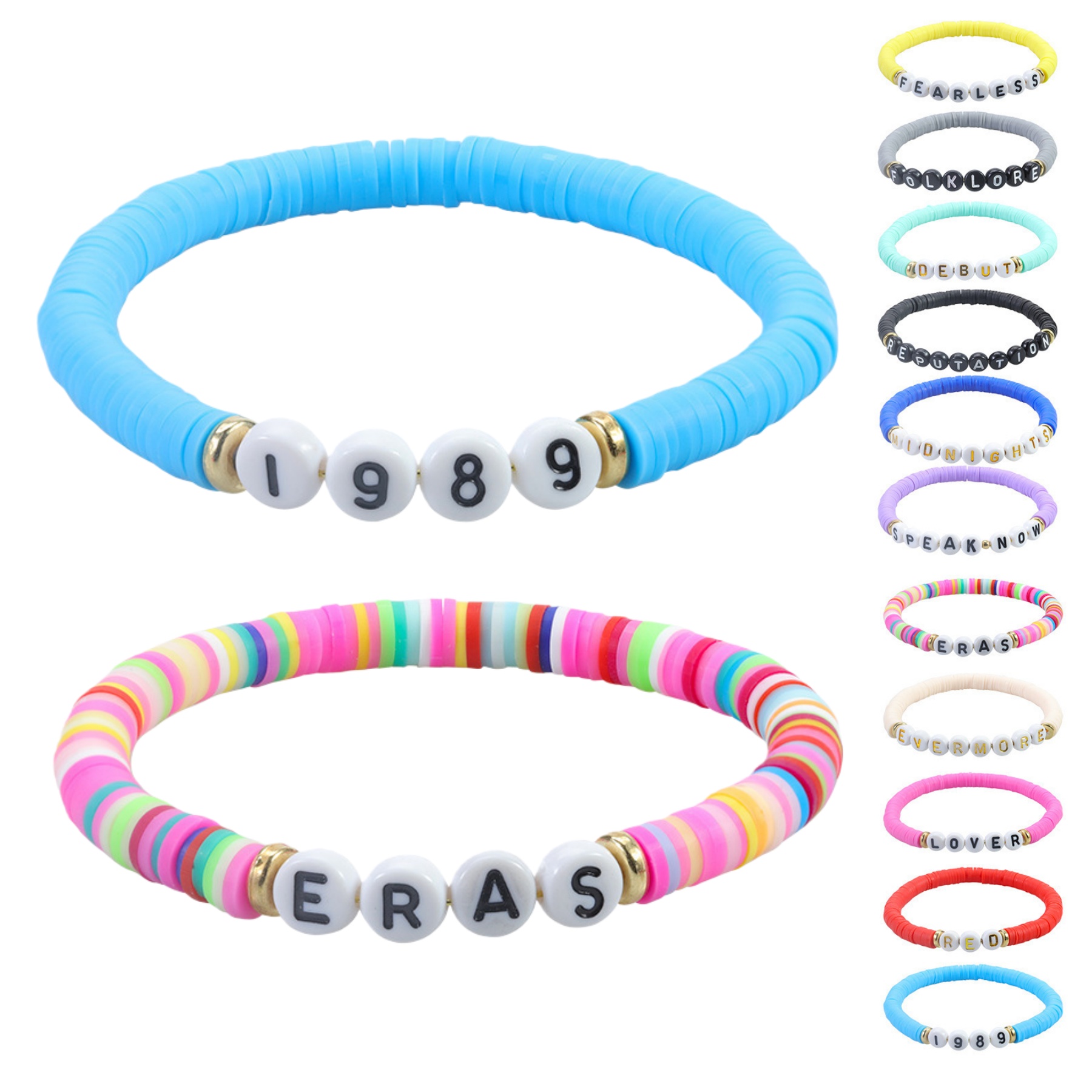 Handmade Bohemian Stackable Letter Beaded Soft Clay Bracelet 4