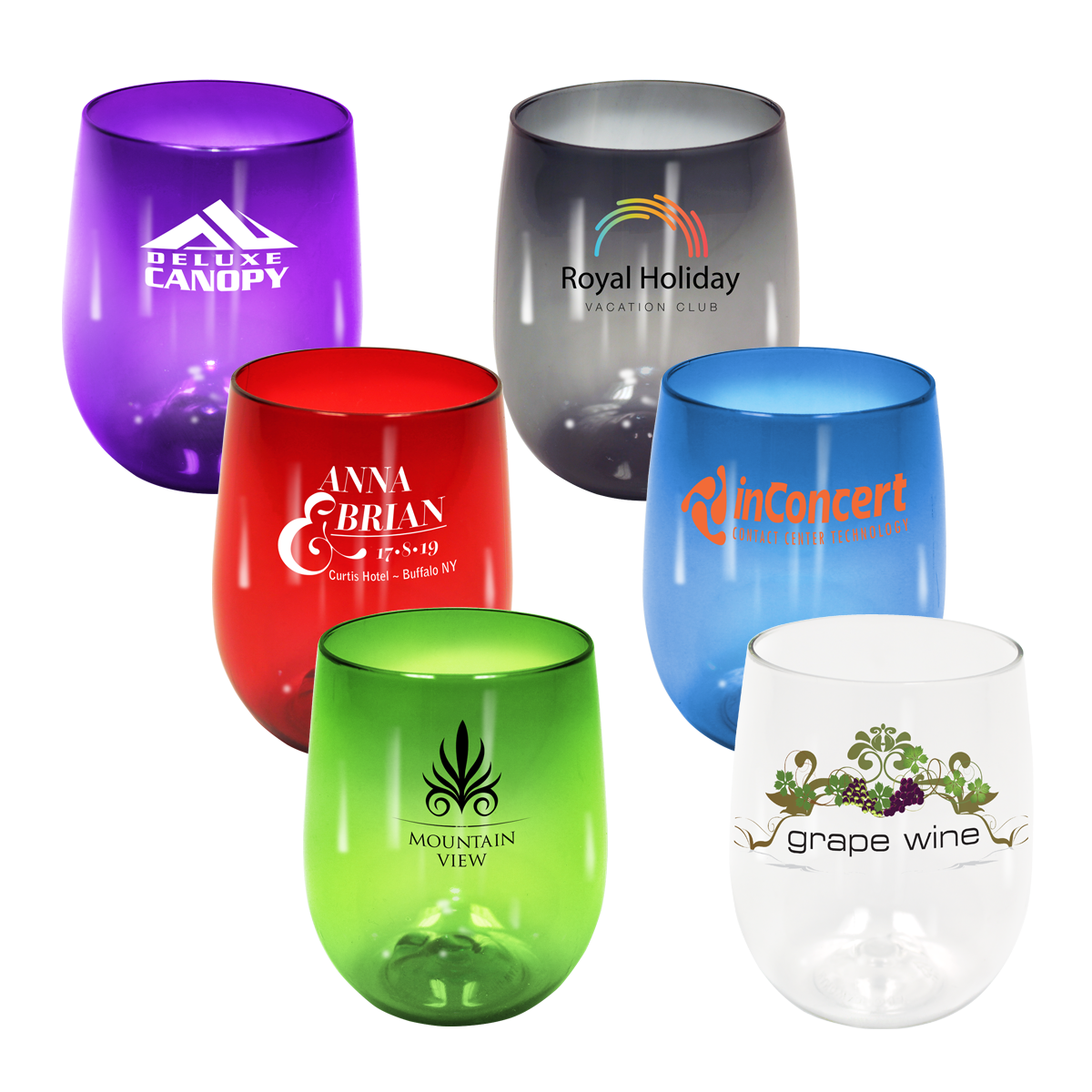 12 oz. Plastic Stemless Wine Glass 20