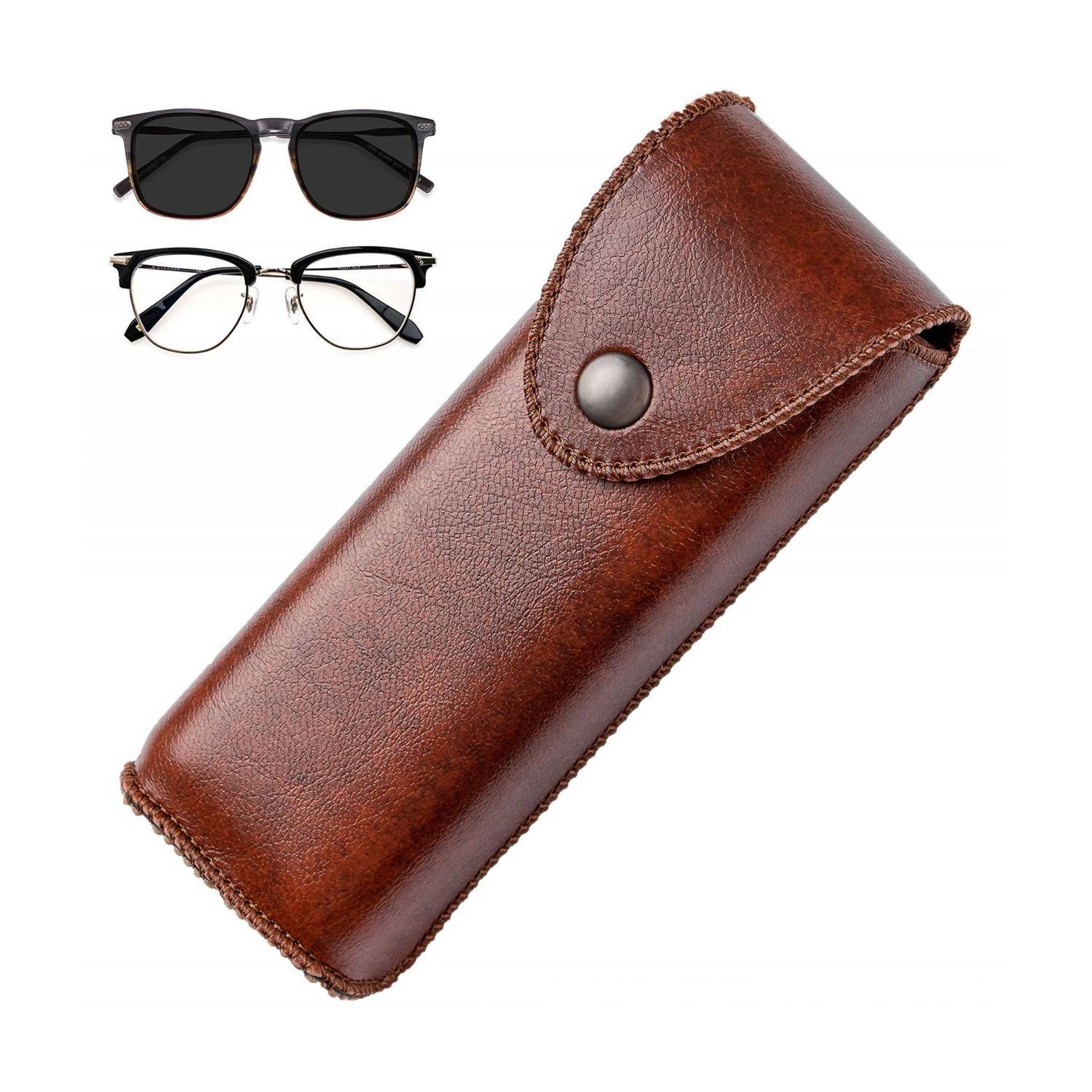 Hard Shell Genuine Leather Glasses Case 5
