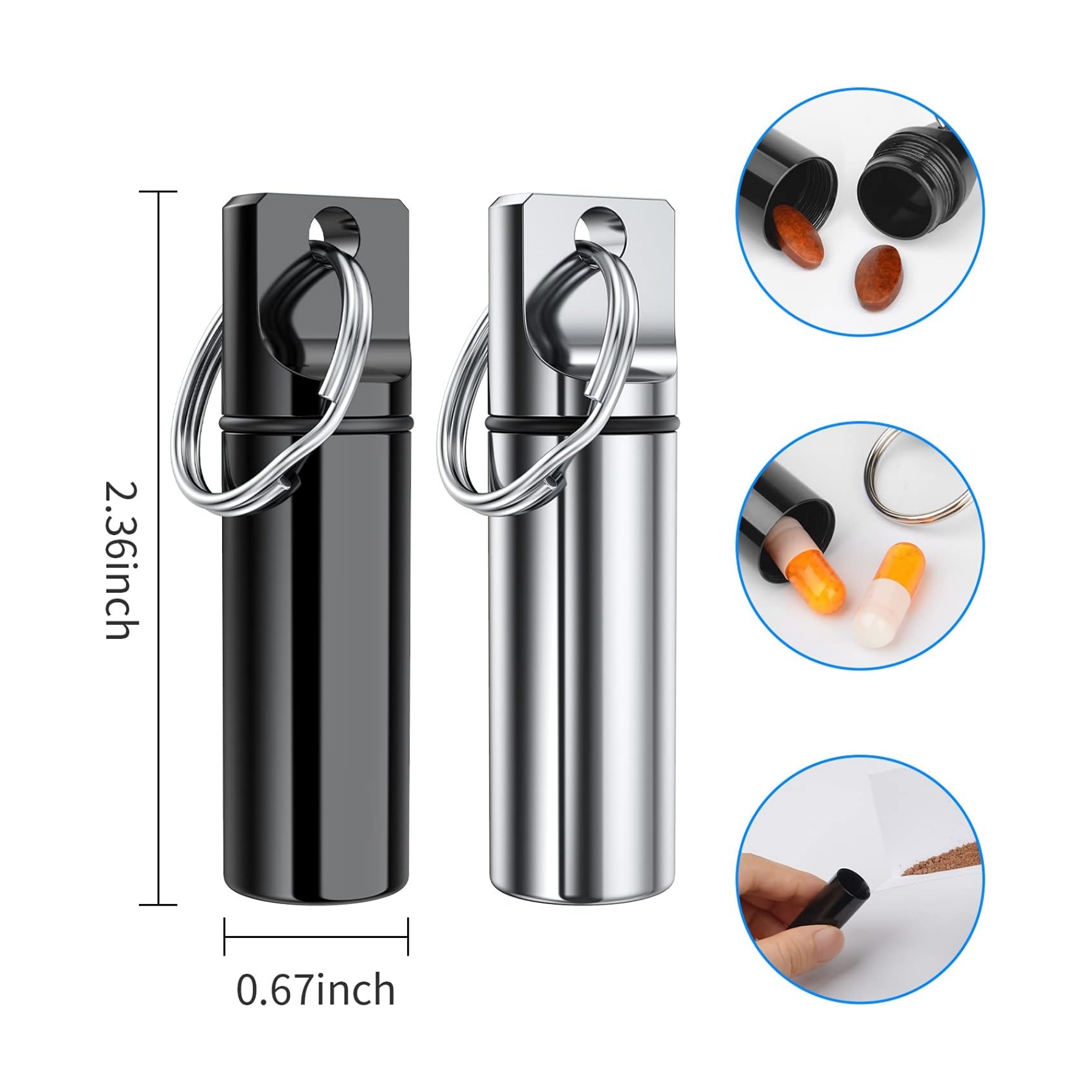 Small Portable Pill Box Keychain 2