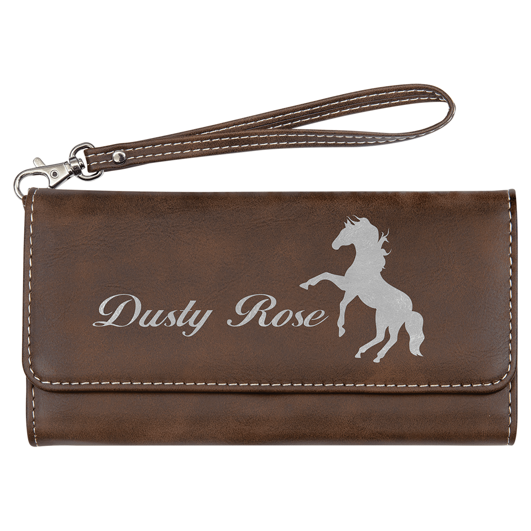 7 1/2" X 4" Laserable Leatherette Wallet With Strap 6