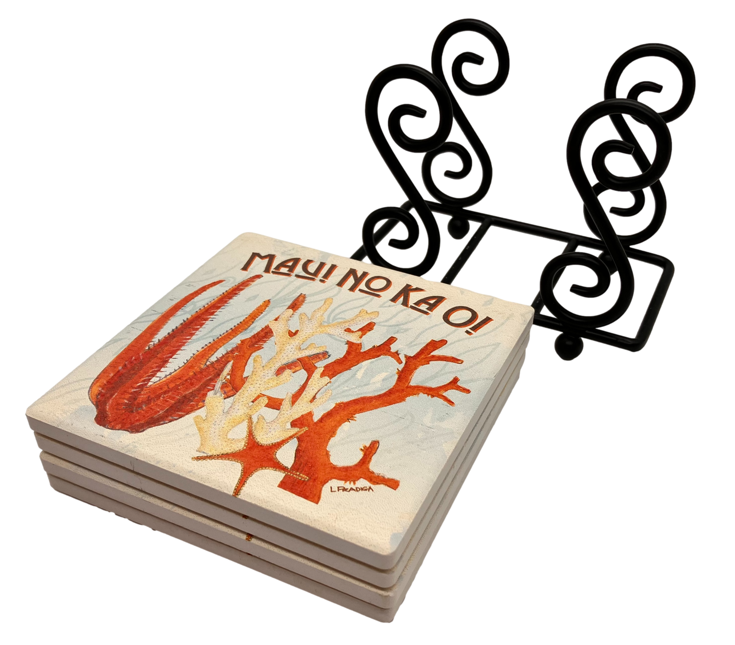 Upright Scroll Metal Coaster Holder 7