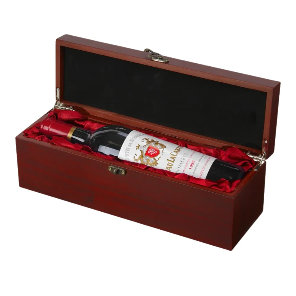 1-Bottle Red Wooden Wine Gift Box 5