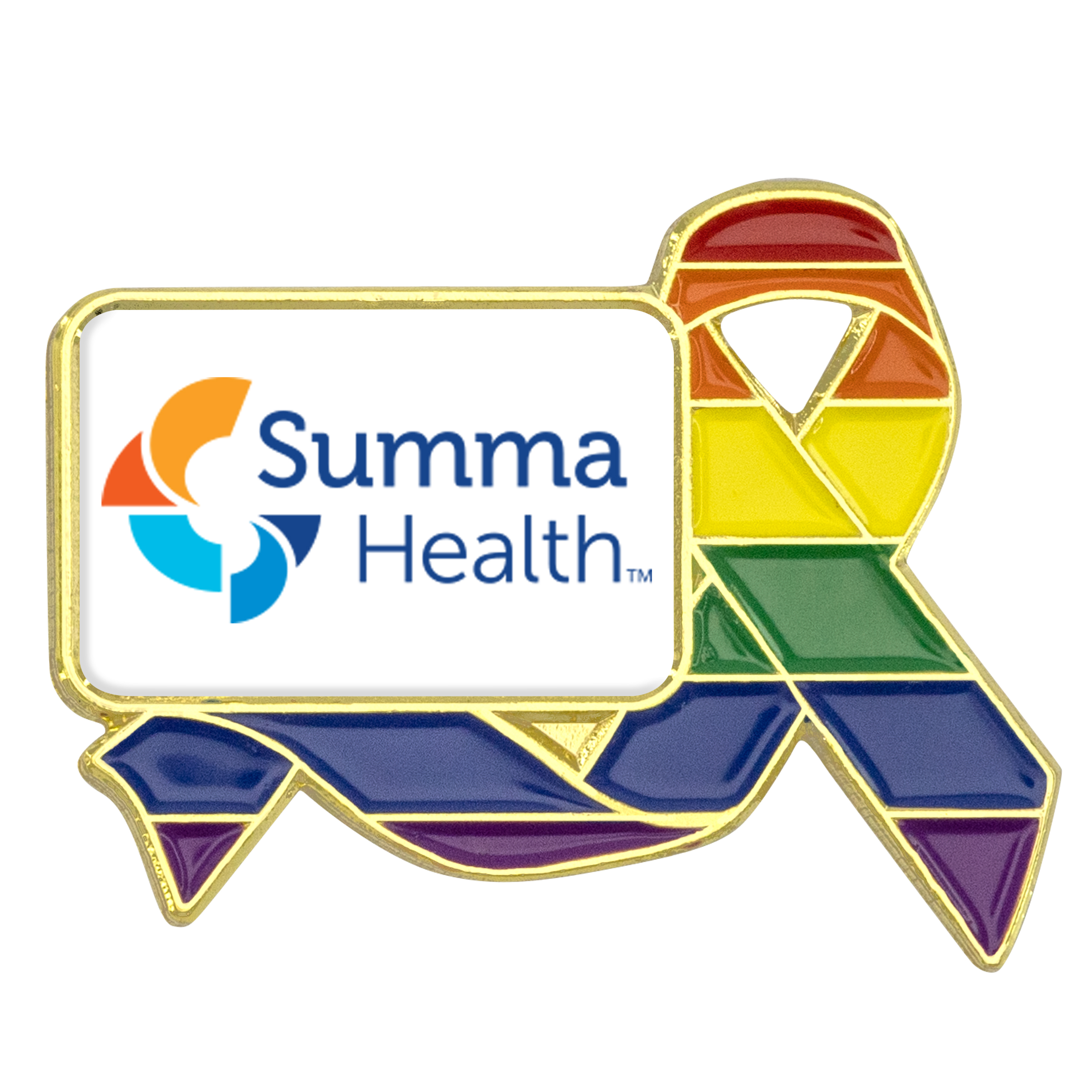 Rainbow Ribbon Lapel Pins w/ Custom Logo 2