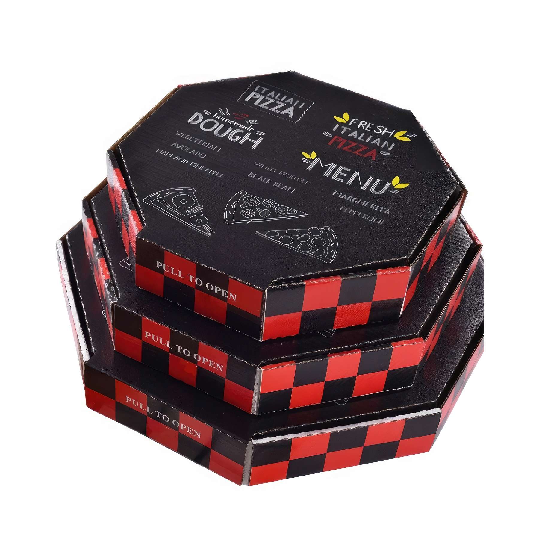 Custom Black Octagonal Pizza Box 3