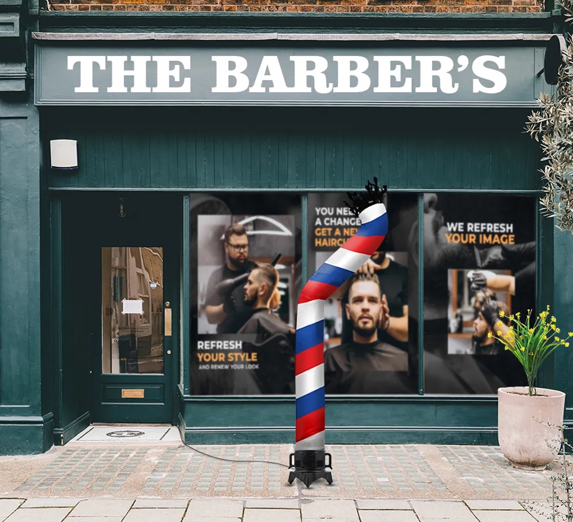 Barber Pole (Red, White, Blue) Tube with Blower 12