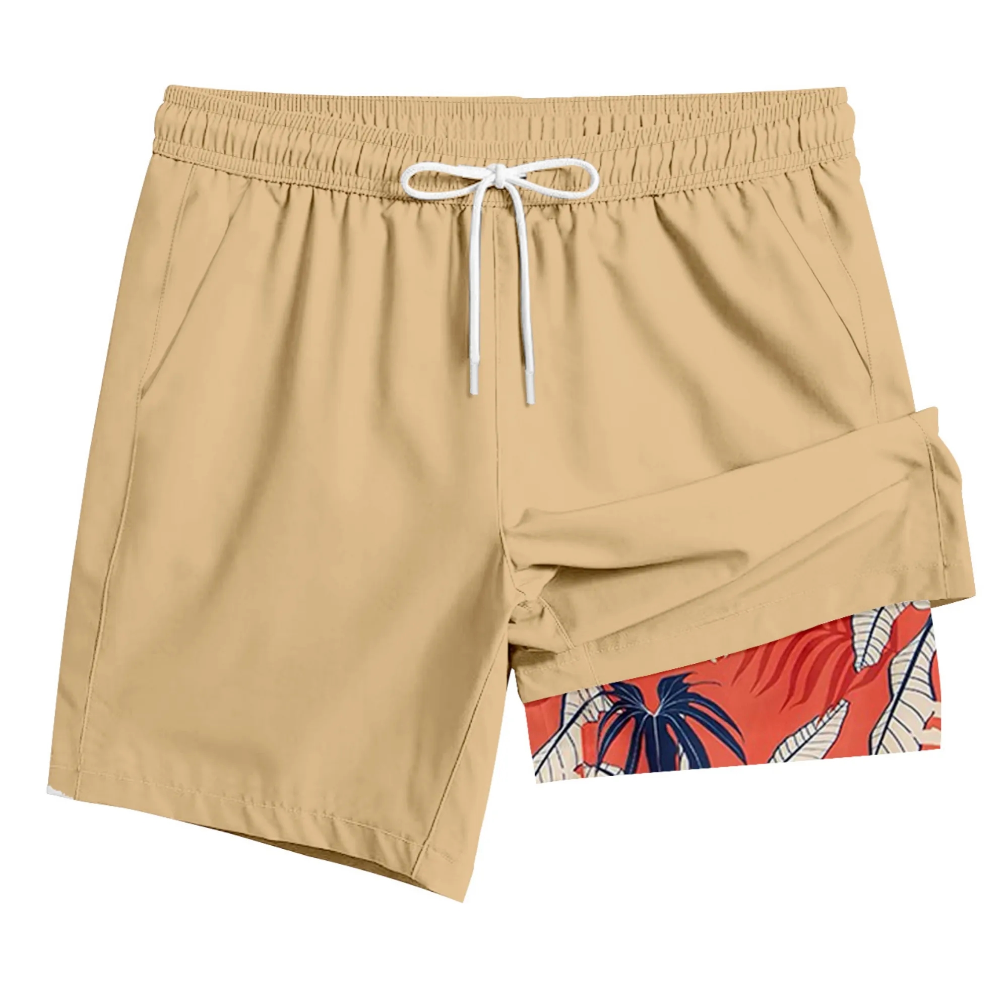 2-In-1 Tropical Print Beach Shorts 2