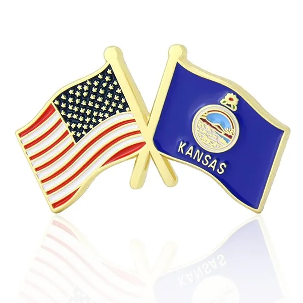 Stock Crossed Flag Pin (USA & USA) 49