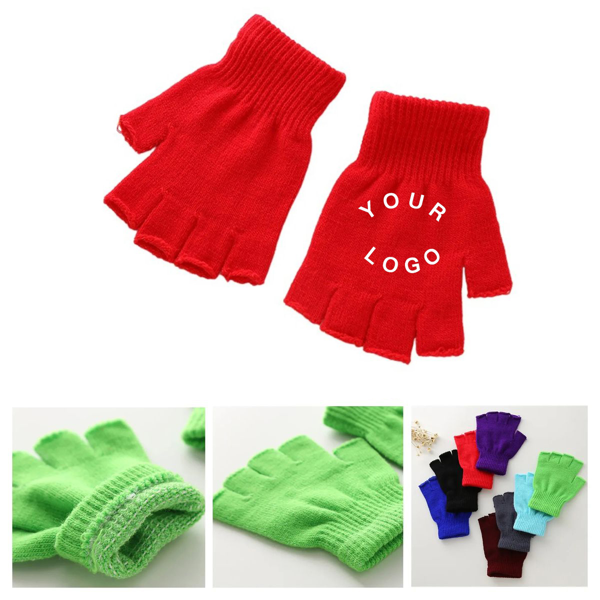 Acrylic Cold Weather Half Finger Gloves 7