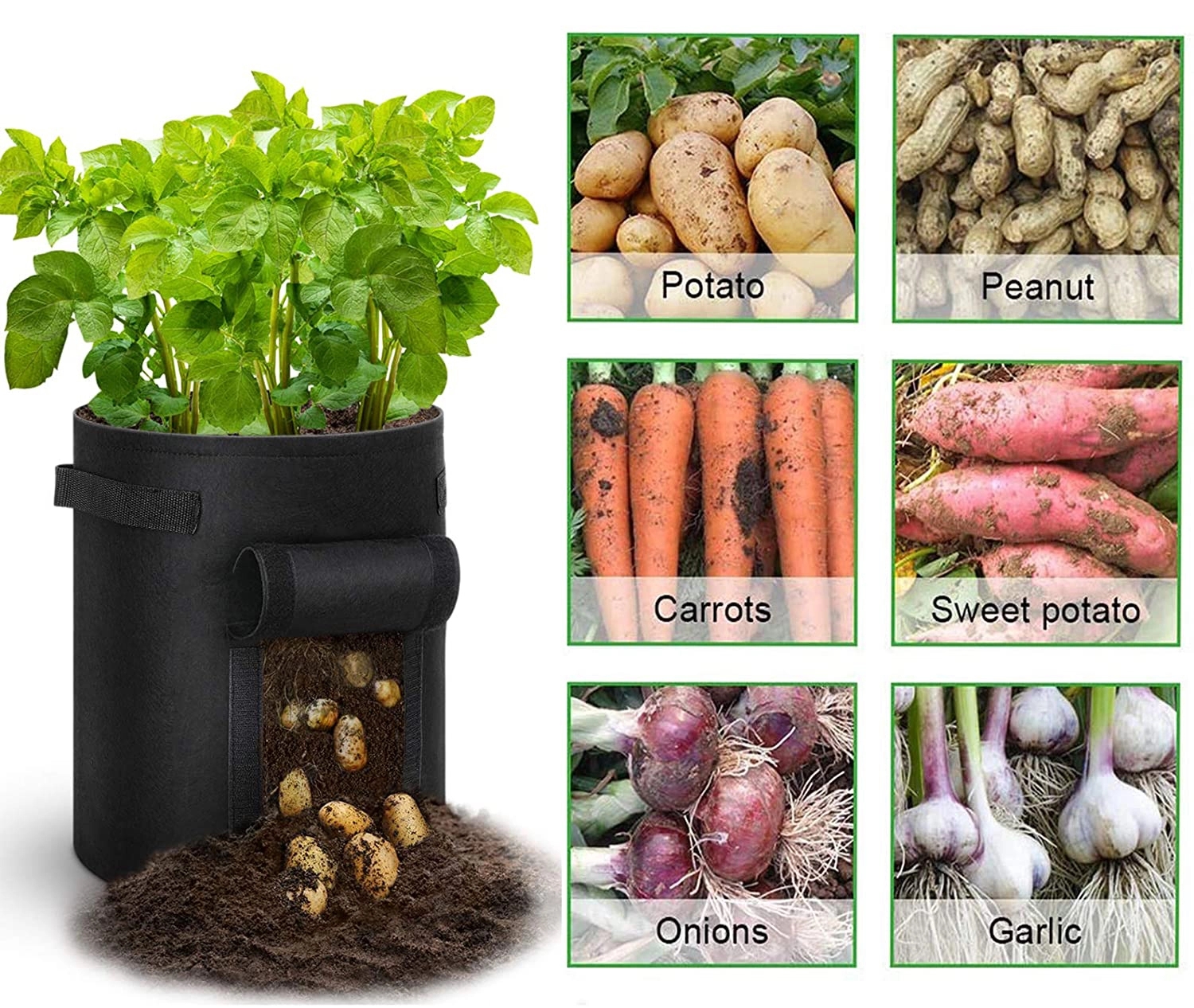 7 Gallons Non-woven Potato Vegetable Grow Bag With Handle 4