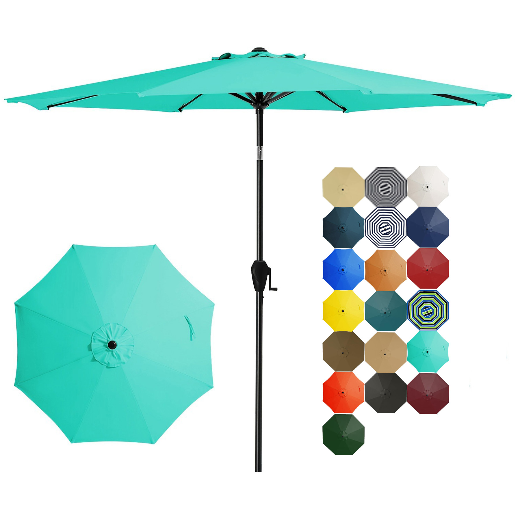 Crank Lift Button Tilt Outdoor Table Umbrella 11
