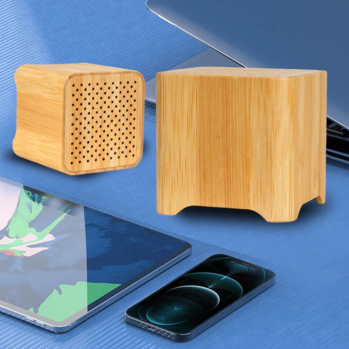 Eco-Friendly Bamboo Wood Cube Bluetooth Wireless Speaker 3