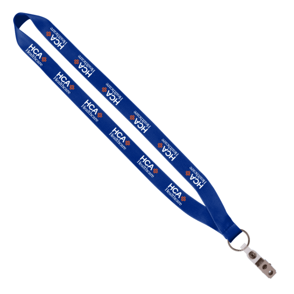 3/4" Polyester Lanyard with Sewn Silver Metal Split-Ring 20