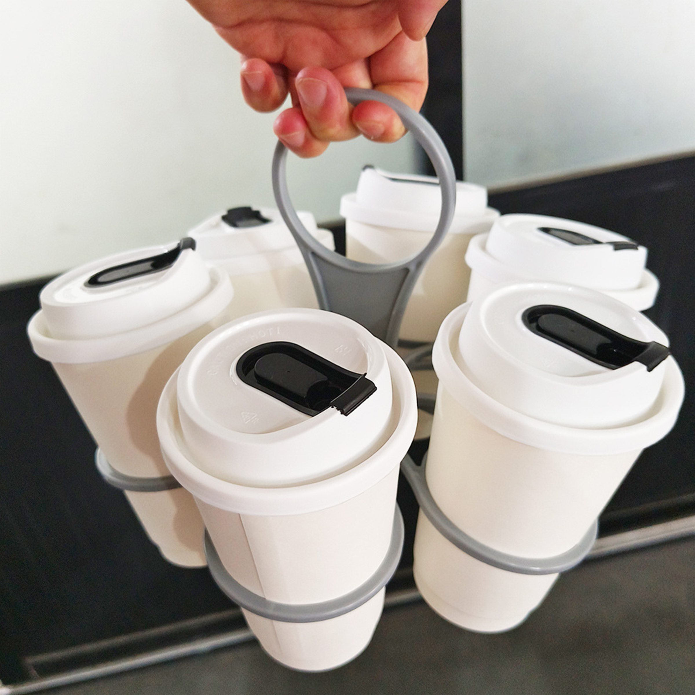 Polypropylene Foldable 6-Cup Wine Glass Rotating Bracket Cup Clamp 6