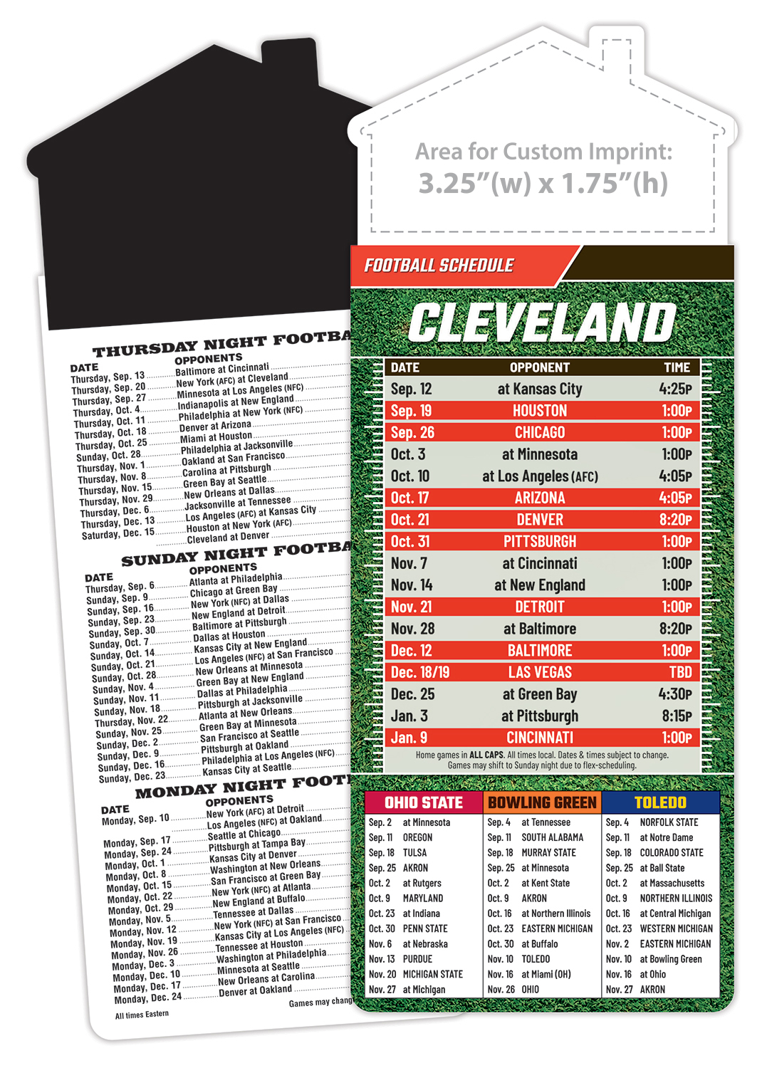 Magna-Card House Shape Magnet Football Schedules (3.5x9)