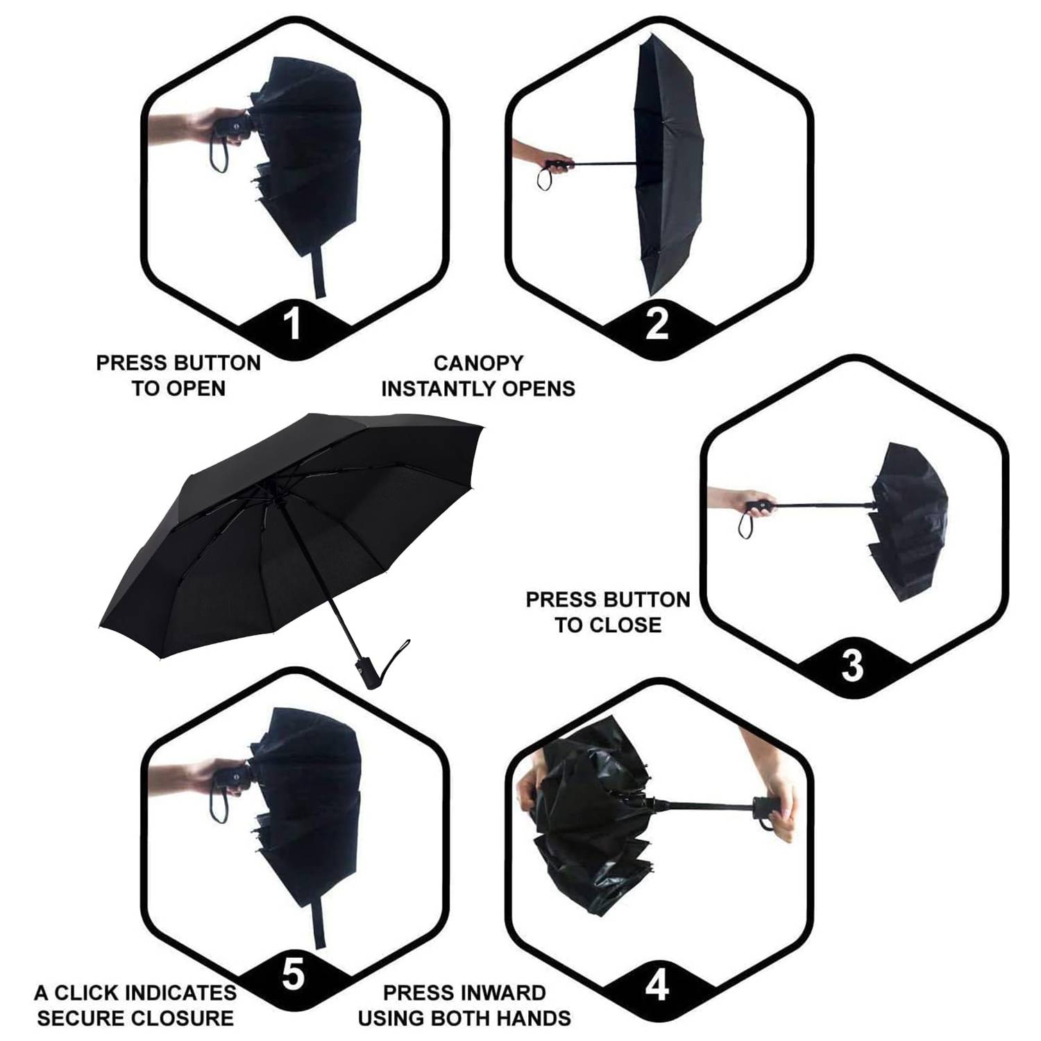 Compact Auto Windproof Travel Umbrella 5