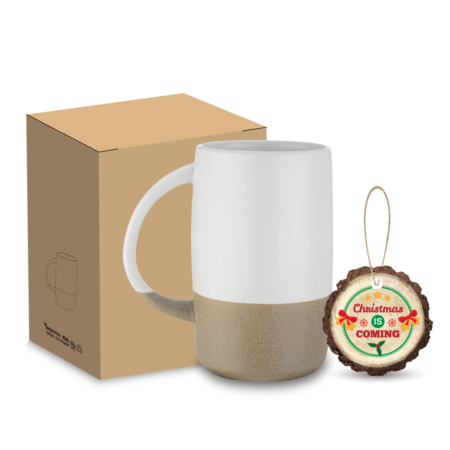 Boxed 17 oz. Two-tone Ceramic Mug and 3" Ornament Gift Set 17