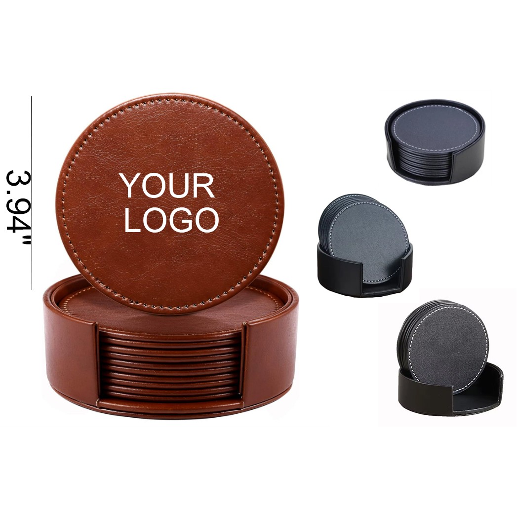 Premium Thickened Leather Drink Coasters Set of 6 5