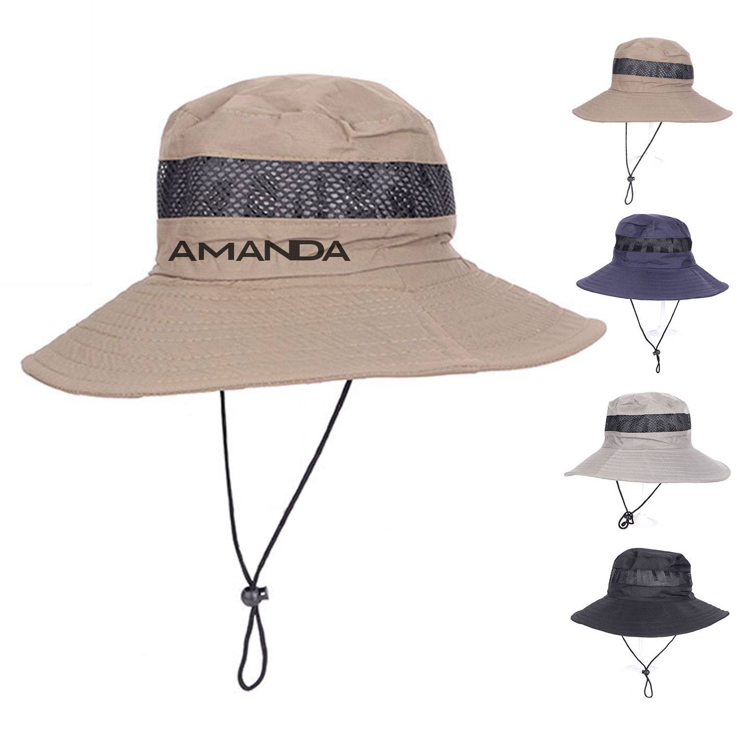 Outdoor custom Logo Fisherman Safari Bucket Hats w/ String 1