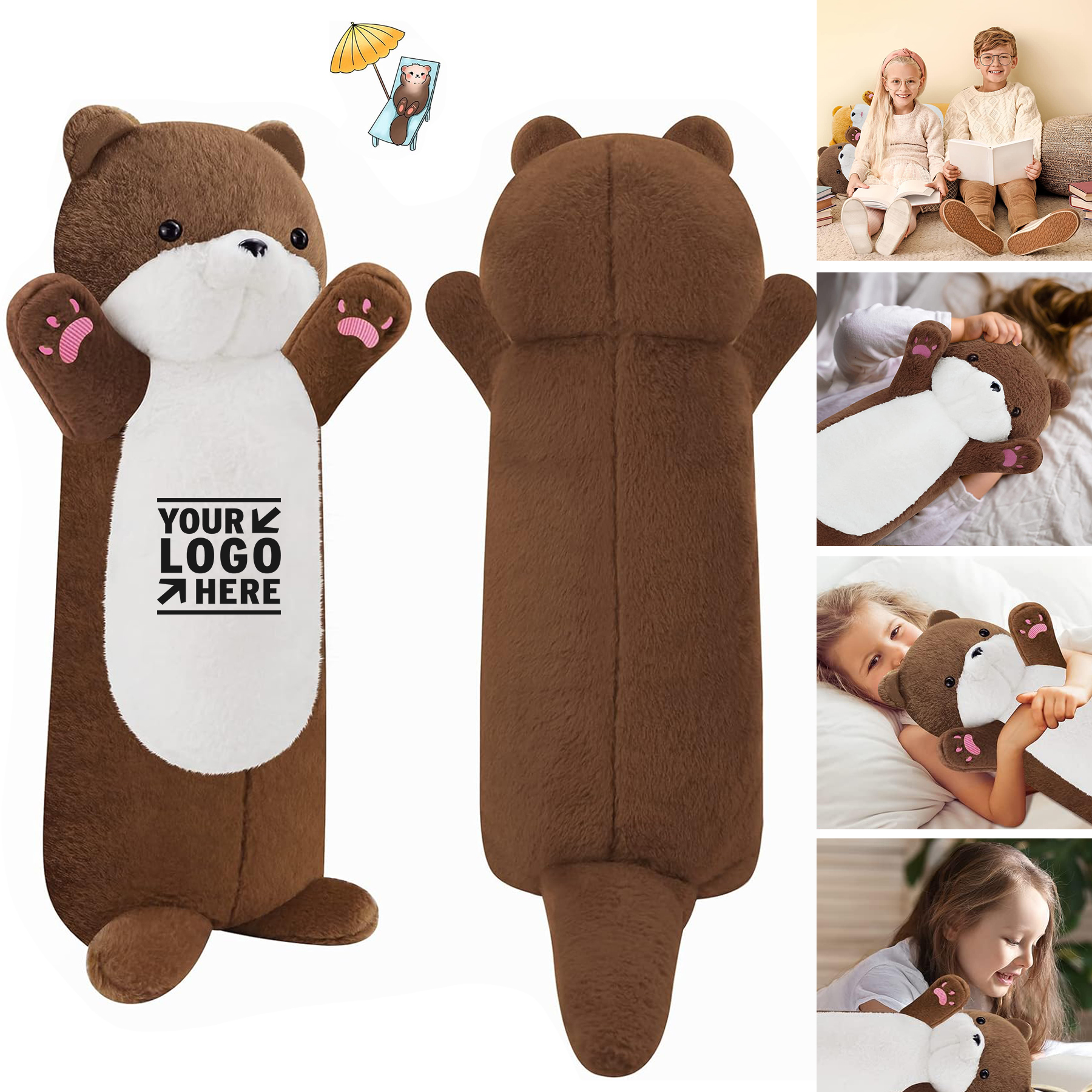 Kids Birthday 25.2" Weighted Stuffed Animal Gisqis Long Otter Plush Pillow 2