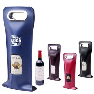 PU Leather Wine Bag with Window and Metal Handles 5