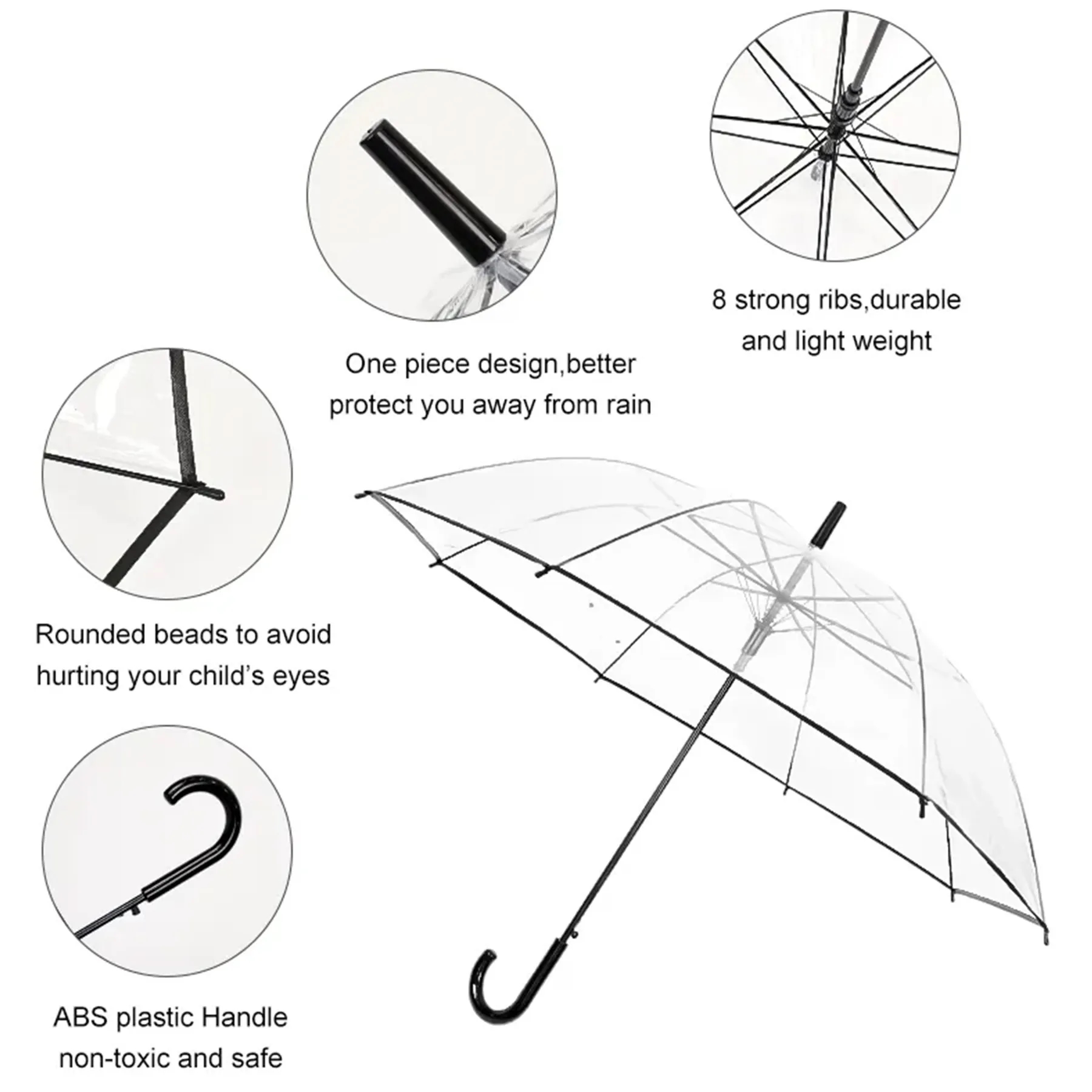 Transparent 8-bone dry long handle advertising umbrella 2