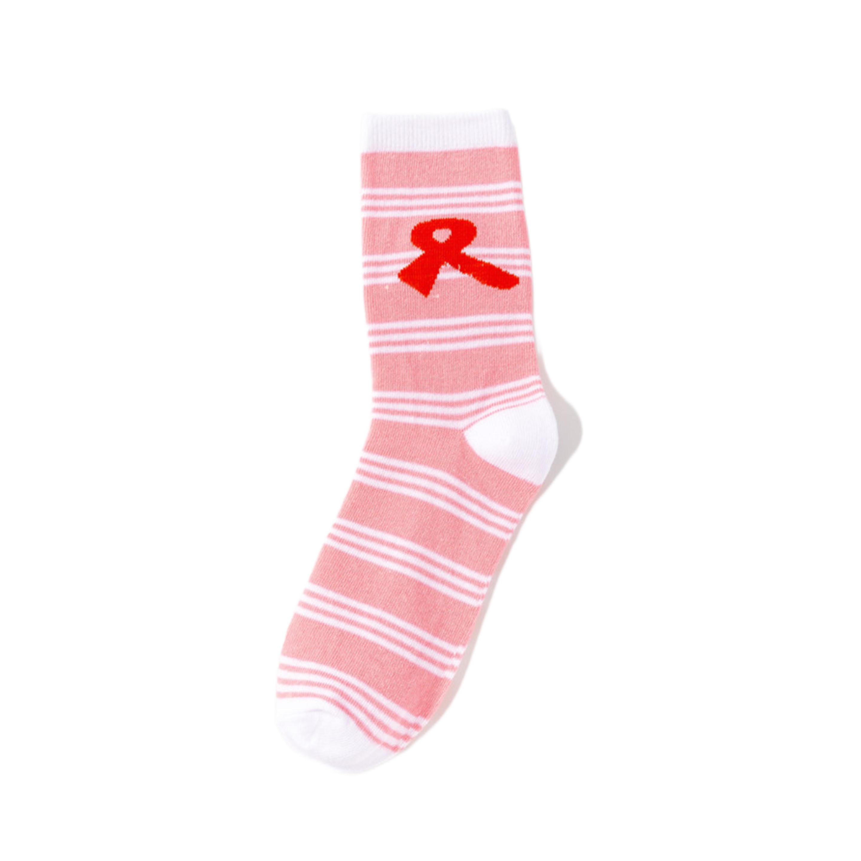 Pink Ribbon Crew Sock (direct import) 2