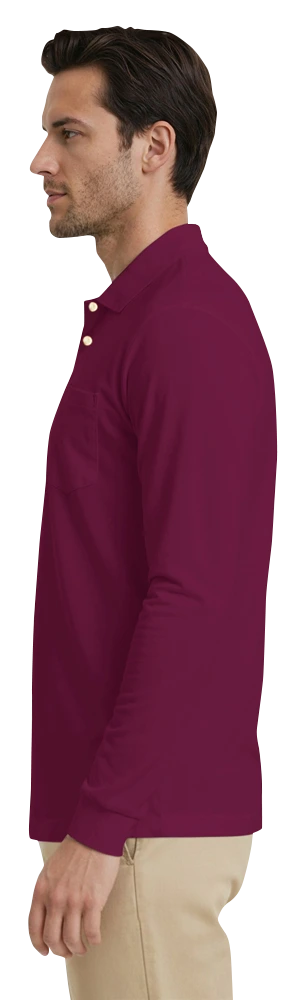 Adult Superblend L/S Pocketed Polo 43