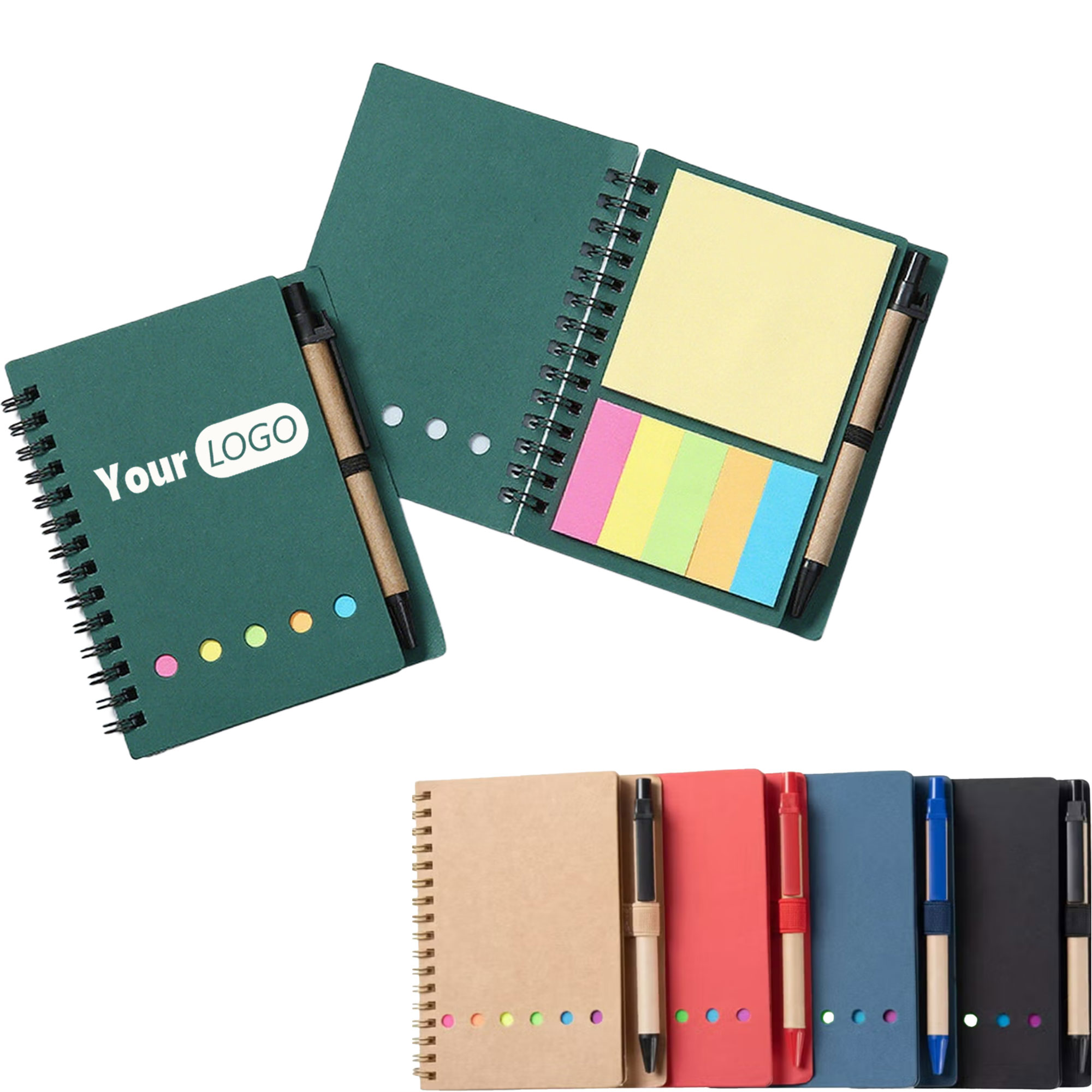 Spiral Notebook with Journals Sticky Note Pen 4