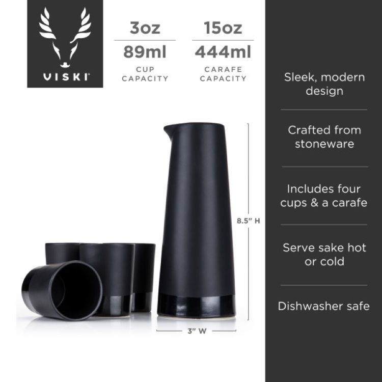 Viski® 5-Piece Stoneware Sake Set 2