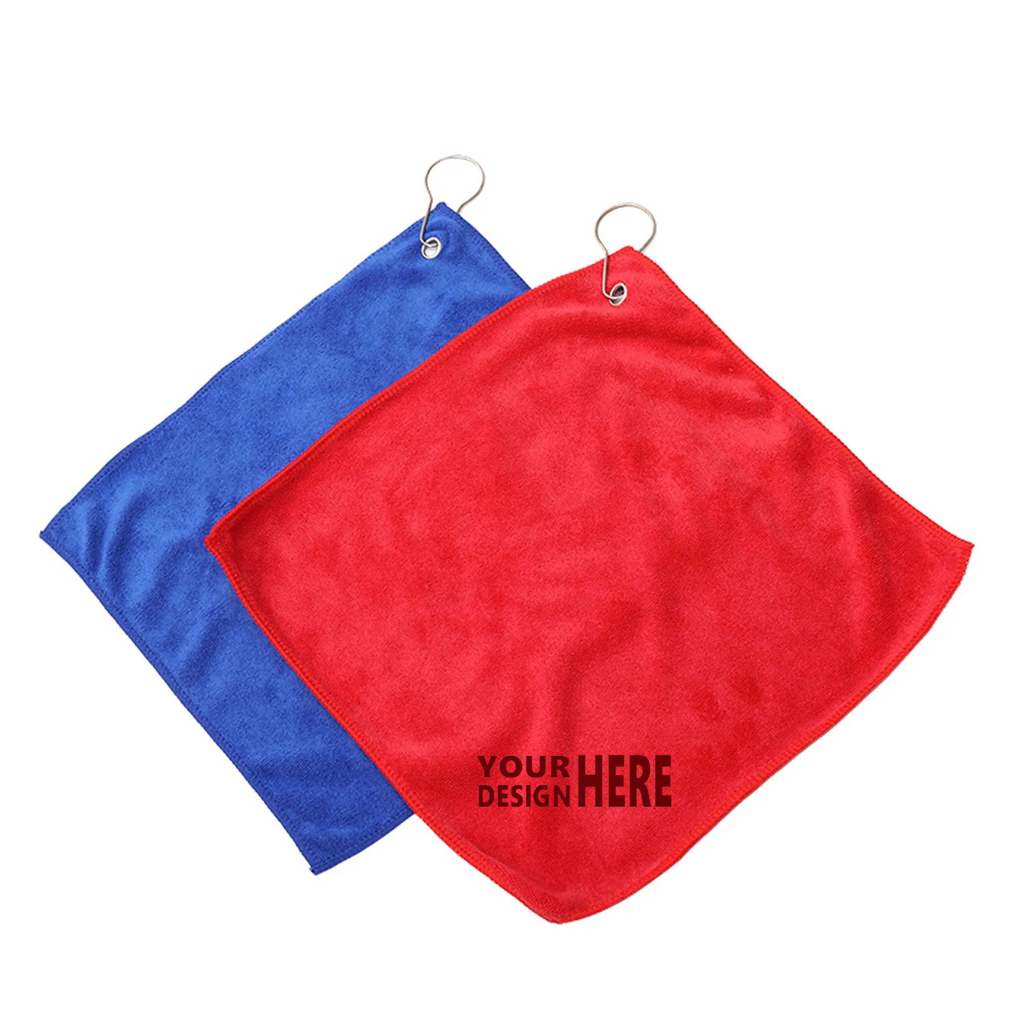 12" Microfiber Golf Towel w/Metal Grommet & Clip 2