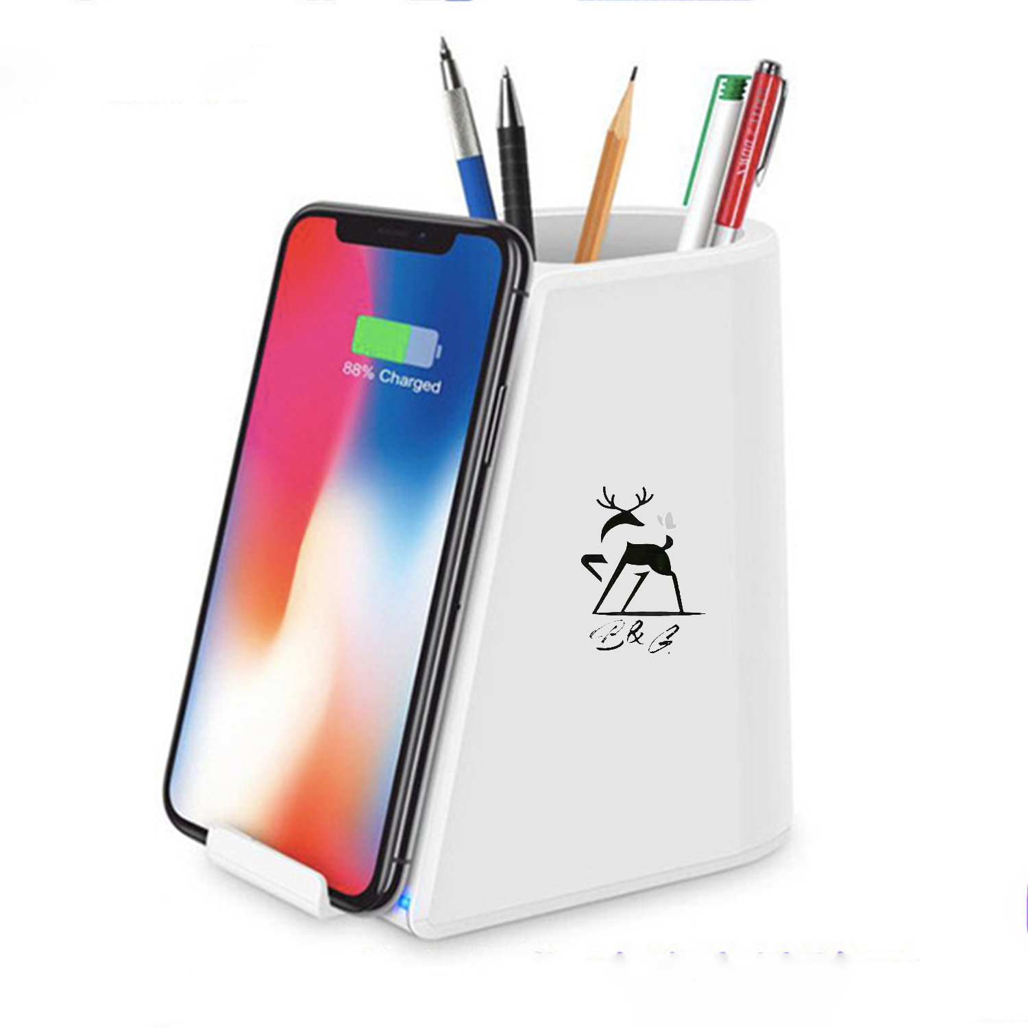 All-Purpose Wireless Charger Pen Holder with Dual USB Output