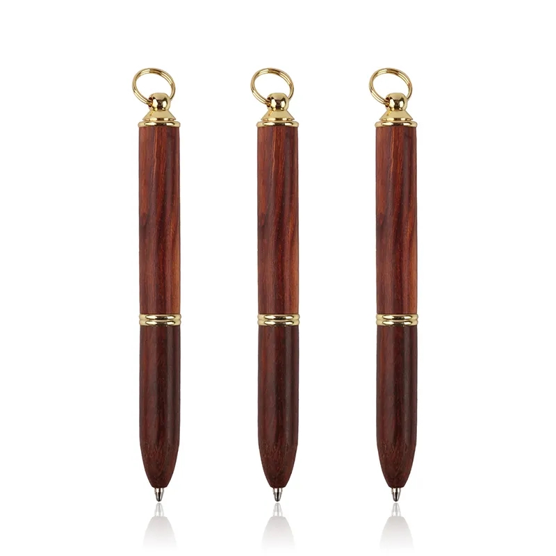 Mini Keychain Wooden Brass Pocket Pen 2