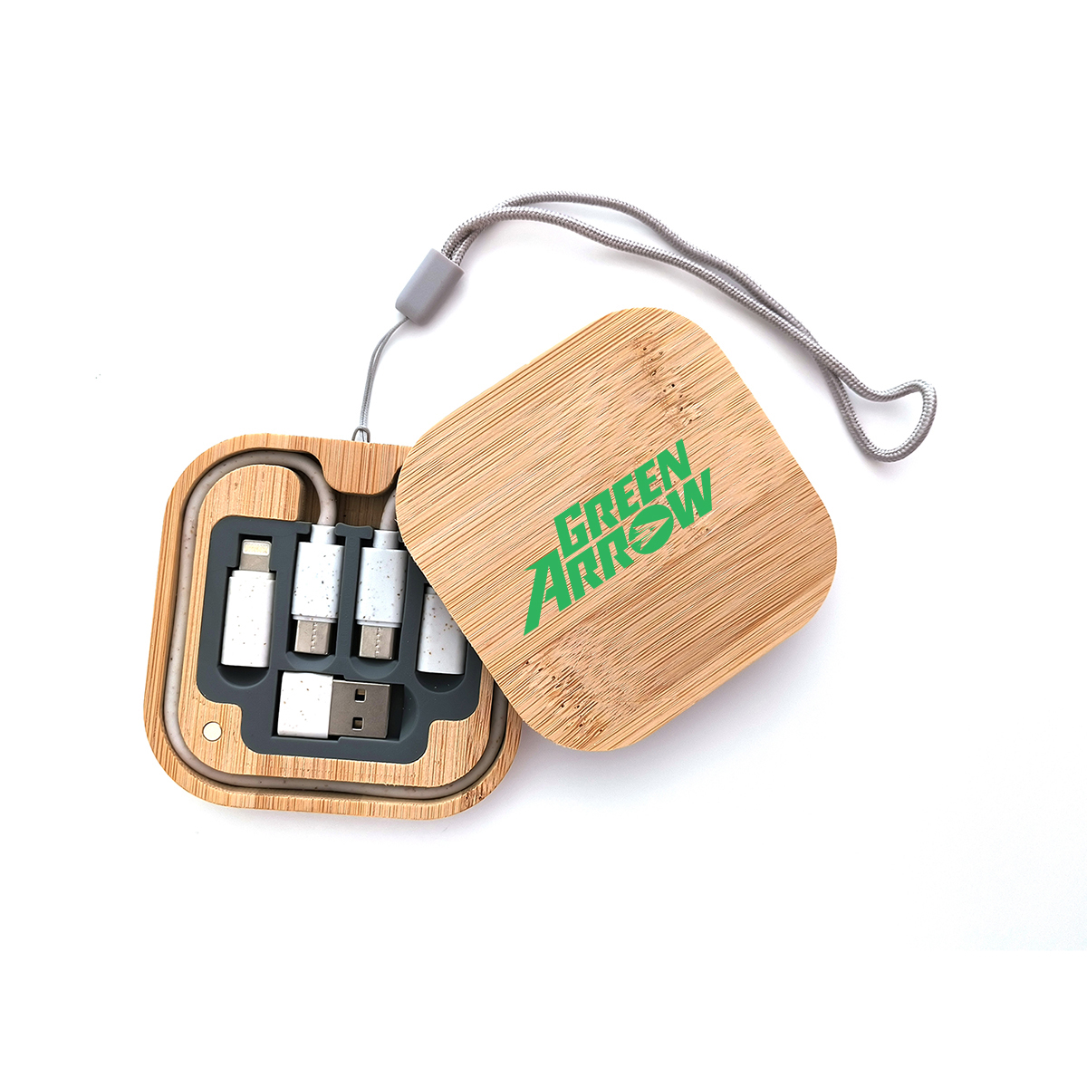 6-in-1 Travel Charging Cable Kit with Bamboo Storage Box 1