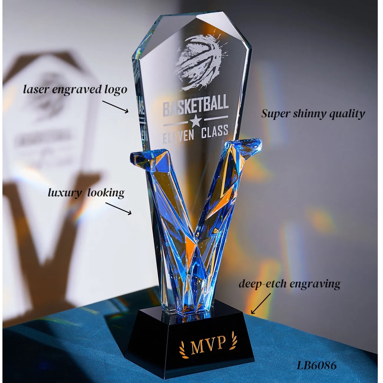 Sparkling Rainbow Crystal Throphy Award Engraved Gifts 8
