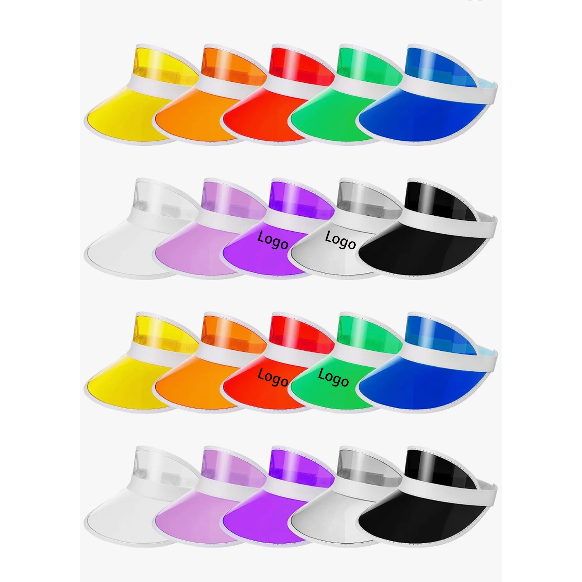 MOQ 50pcs Roofless PVC Sun Visor Hats 1