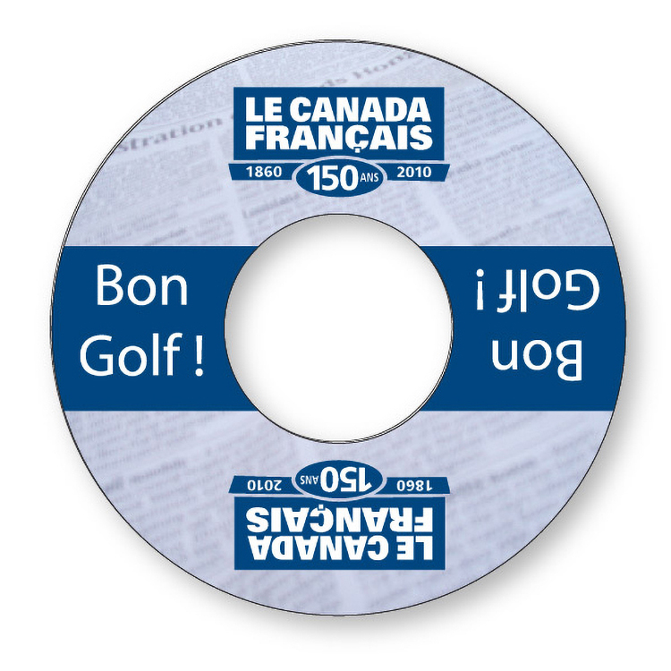 Golf Cup Advertising Ring - .024 white PVC plastic, Full Colour Digital