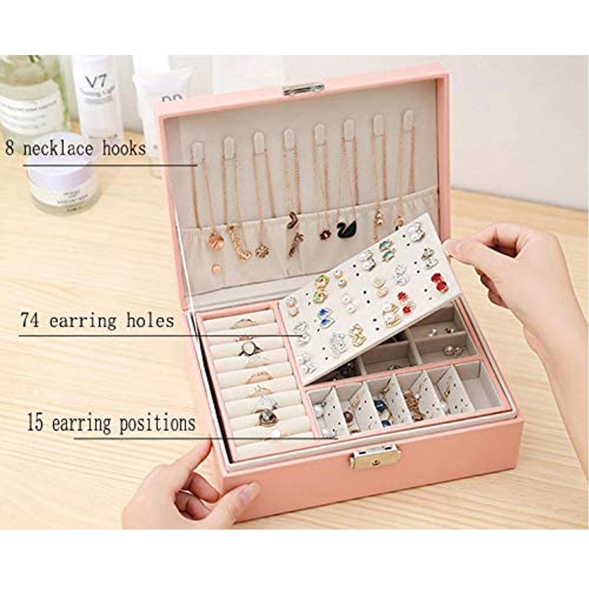 2 Layer Women Jewelry Box Organizer 3
