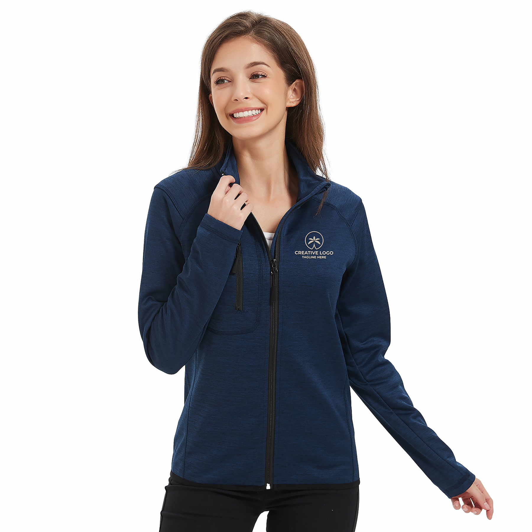 Women's Full Zip Sweater Fleece Jacket with Chest Pocket 7