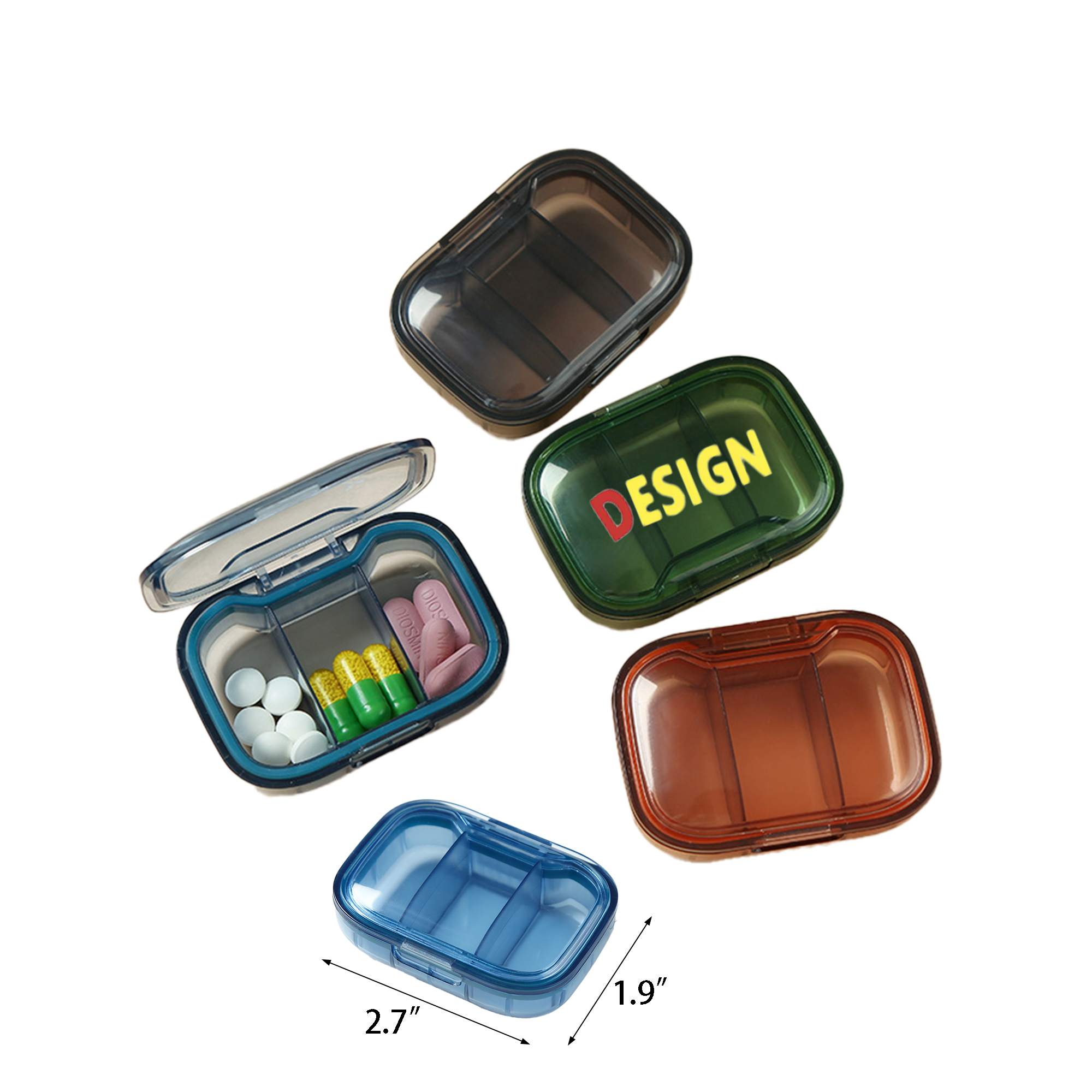 Portable Sealed Three-Compartment Medicine Box 2