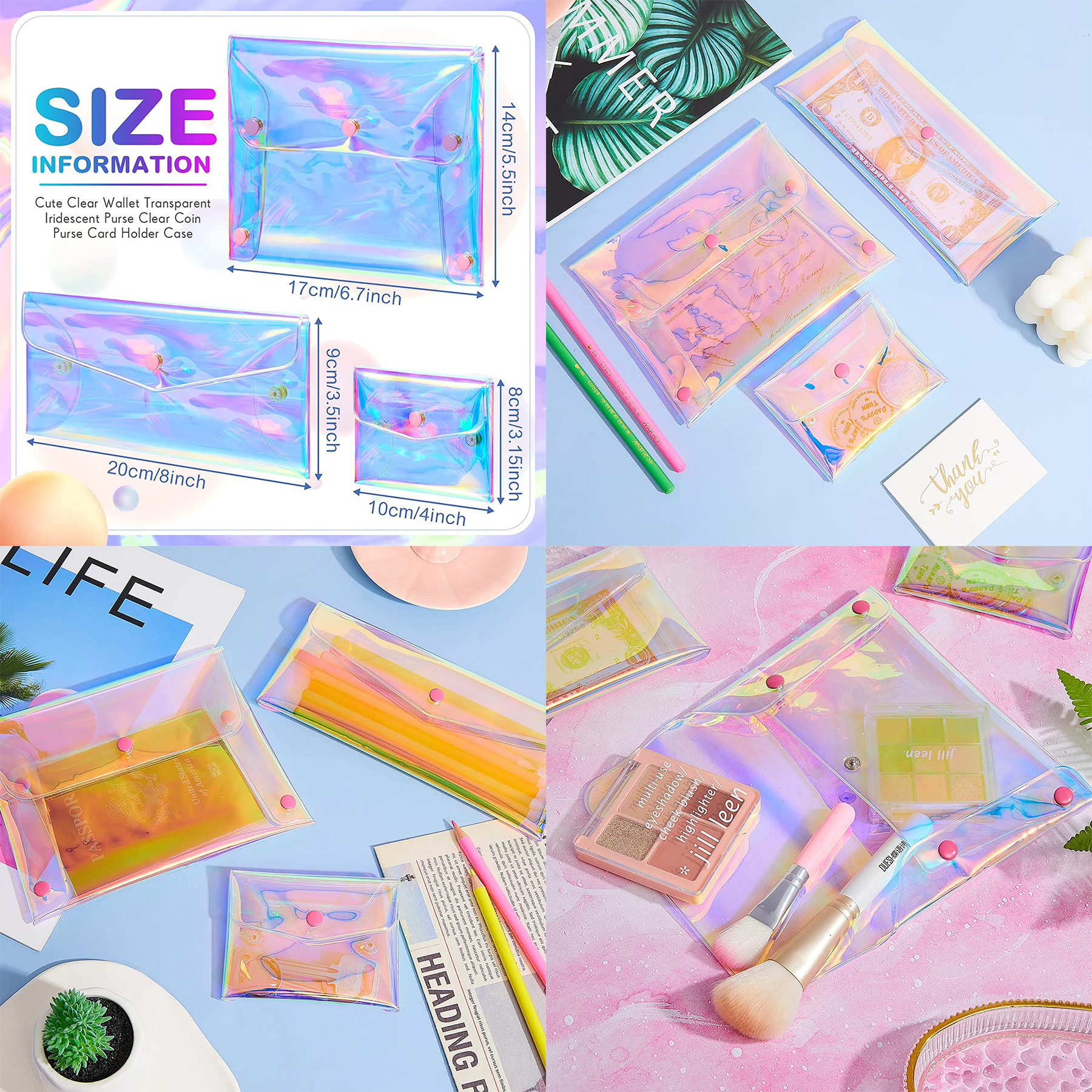 3 Pcs Holographic Makeup Bag 2