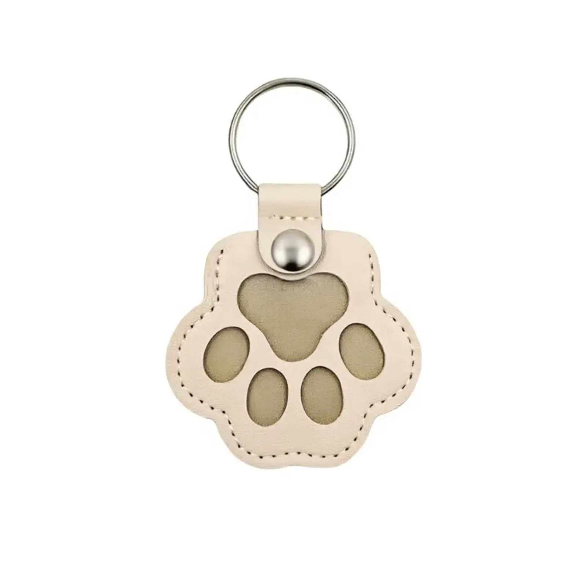 Pet Hair Paw Shape Keepsake Leather Keychain 4