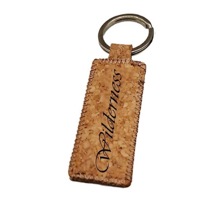 Cork Wood Rectangle Keychain 1