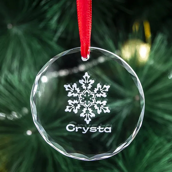 Round Facet Crystal Ornament - 3.15" 1