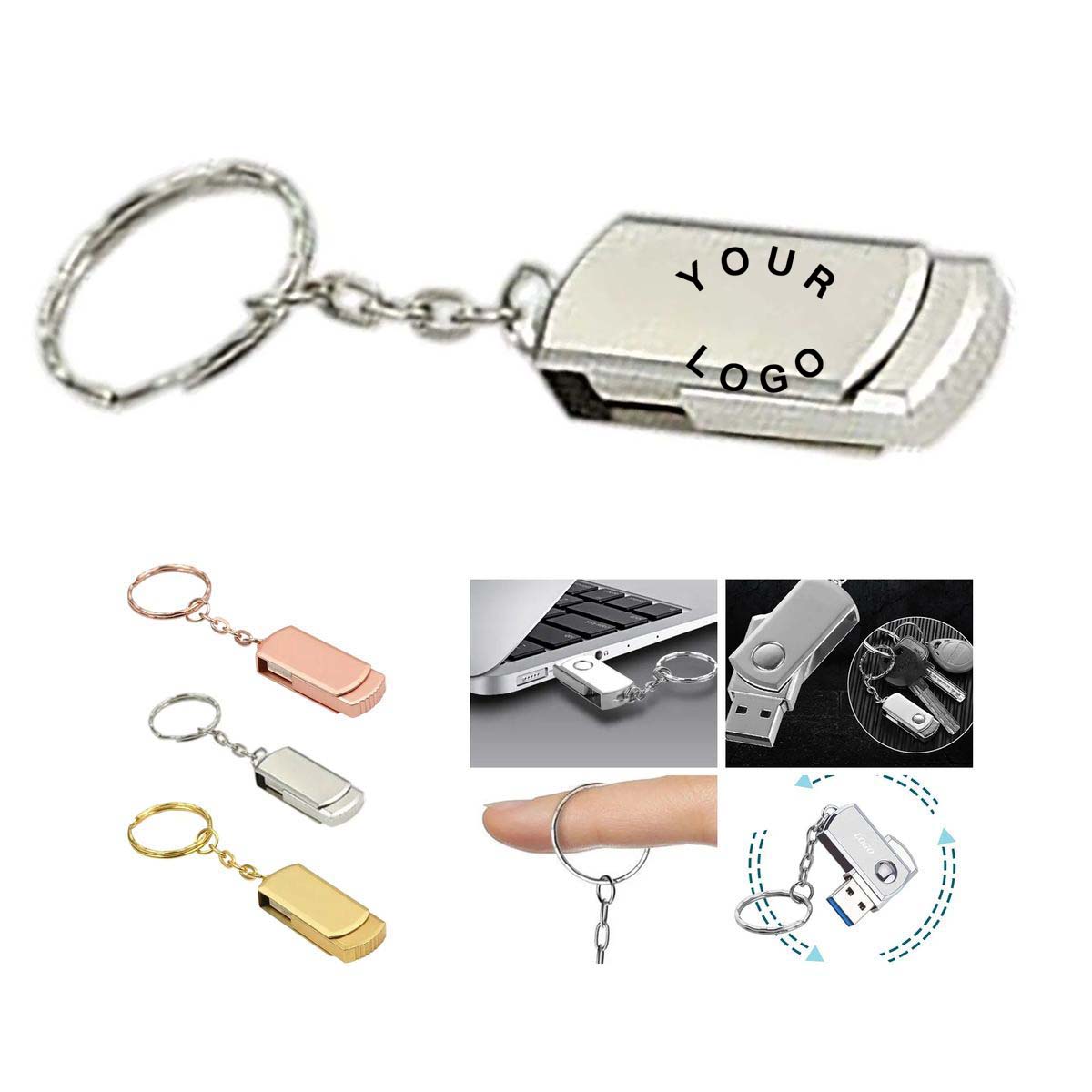 Metal USB Flash Drive 4GB with Keychain Attachment 7