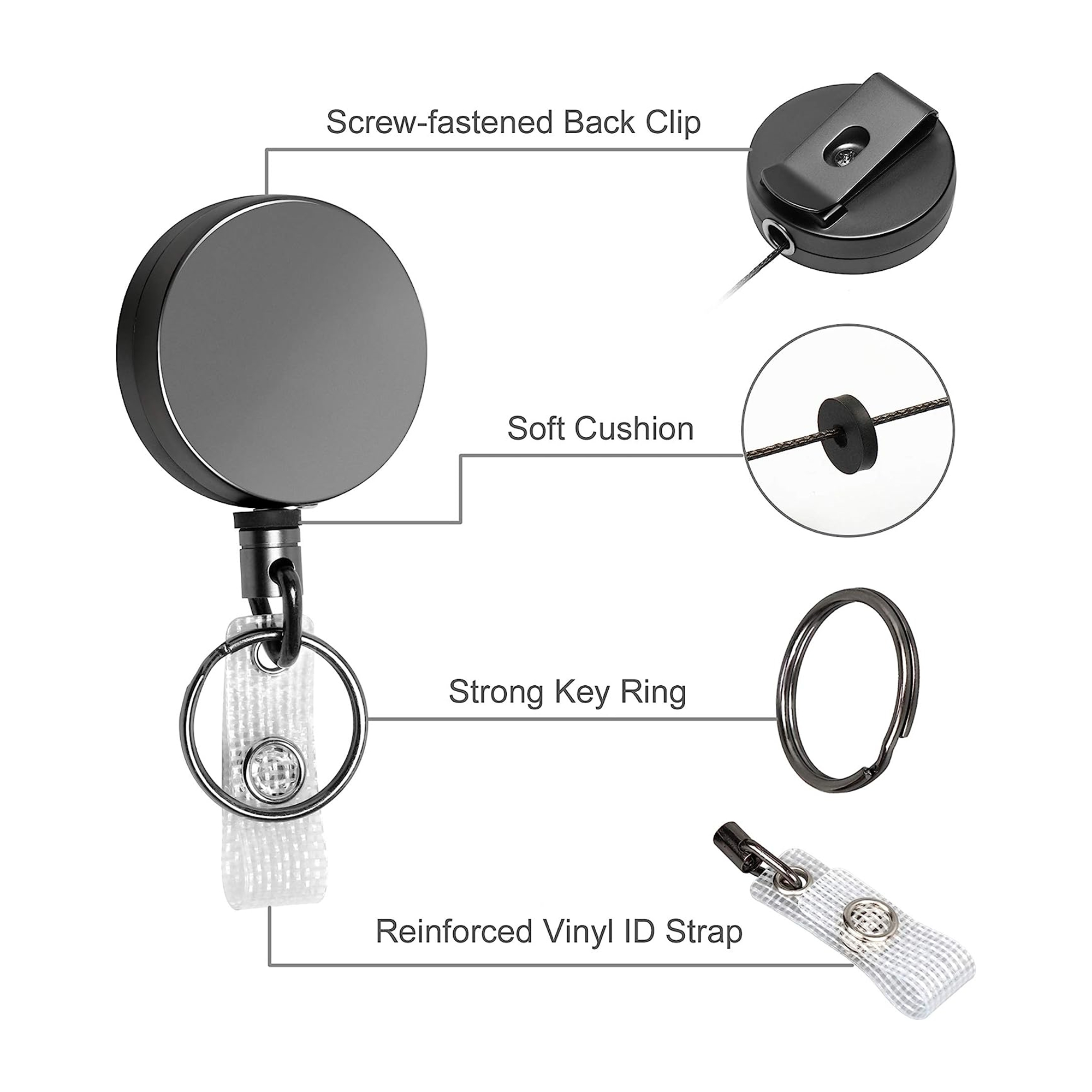 Metal ID Badge Holder With Belt Clip Key Ring For Name Card 4