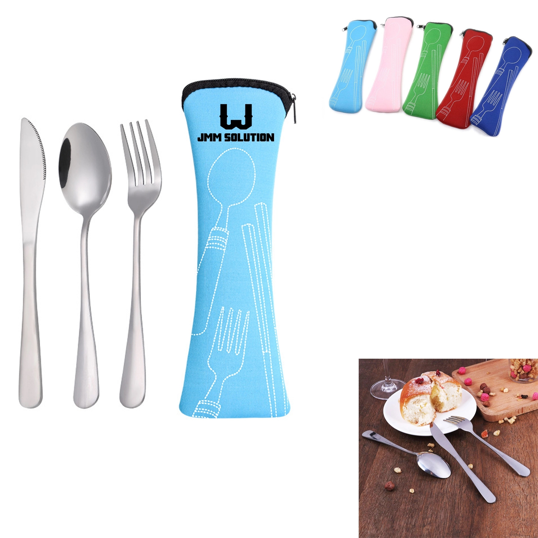 3-Piece (Knife, Fork, Spoon) Reusable Flatware Sets 1