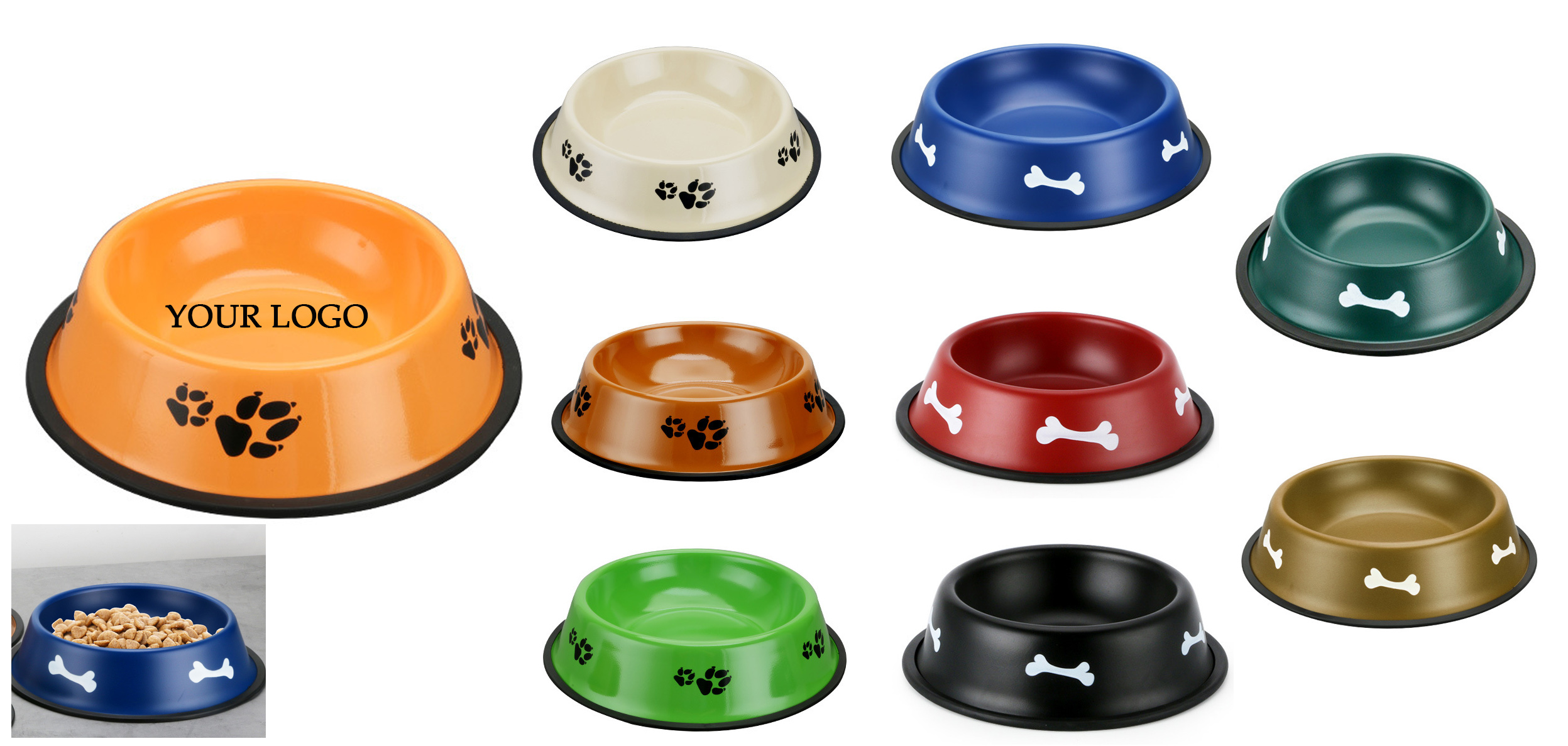 Pet Dog Basics Stainless Steel Non-Skid Water And Food Bowl 3