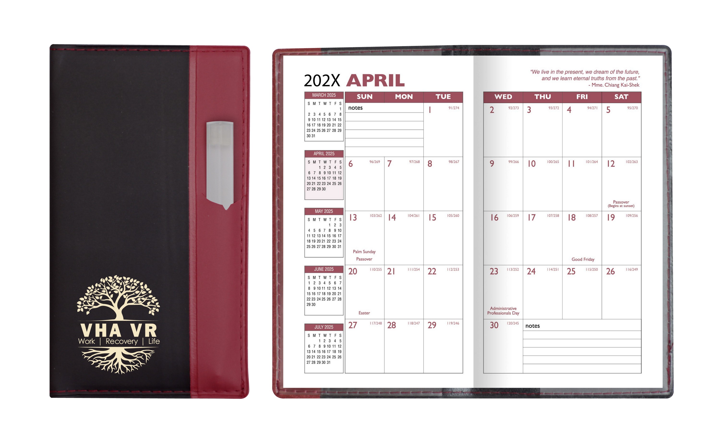 Lafayette Series Soft Cover 2 Tone Vinyl Academic Planner w/ Clear Pen / 2 Color 3